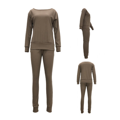 Rib Knit Pullover Sweater Top & Long Pants Set MALSOOA