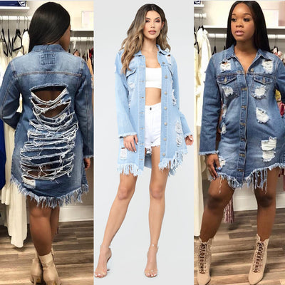 Denim Jacket Loose Long Sleeve Coat MALSOOA