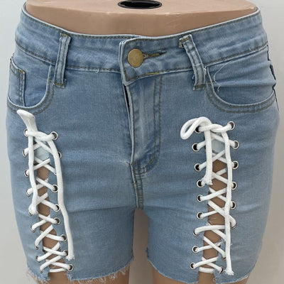 High Waist Bandage Denim Jeans Shorts MALSOOA