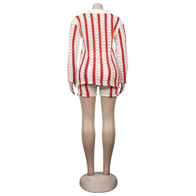 Stripe Knit Shirt & Shorts Set MALSOOA