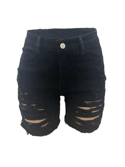 Ripped Raw Hem Denim Shorts MALSOOA