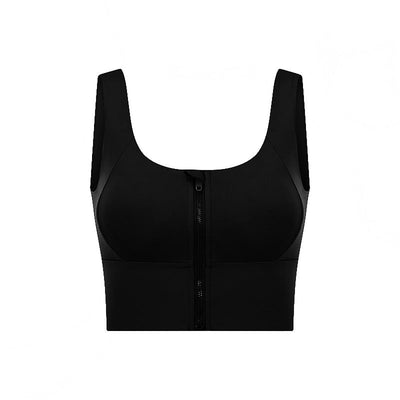 Zip Front Yoga Bra-Black MALSOOA