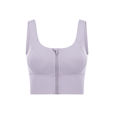 Zip Front Yoga Bra-Purple MALSOOA