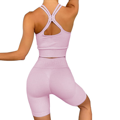 Yoga Outfit Clothes Cross Vest Shorts Suit CHN068+071 MALSOOA