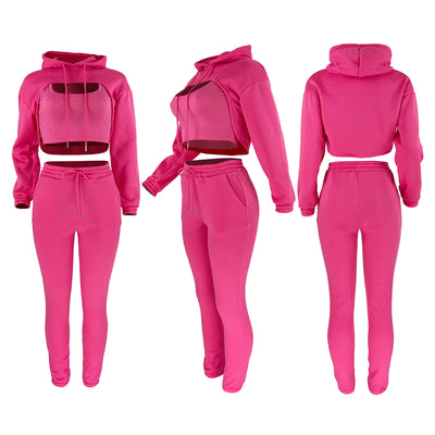 Lady Tracksuit Sweatshirt Pants Sets Sport Wear Suit MALSOOA