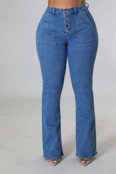 Button-Front Flare Jeans MALSOOA