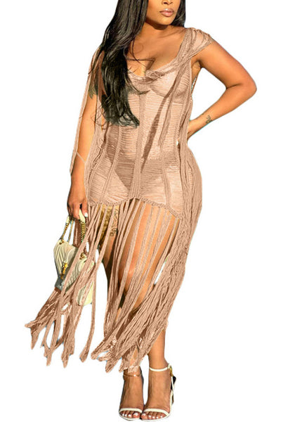 Handmade Hollow Fringe Beach Dress MALSOOA