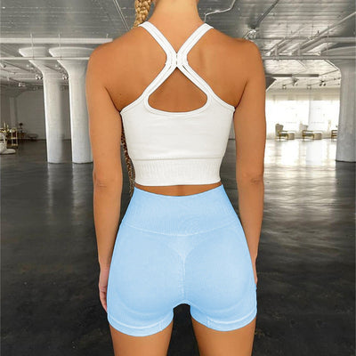 Yoga Outfit Clothes Cross Vest Shorts Suit CHN068+071 MALSOOA