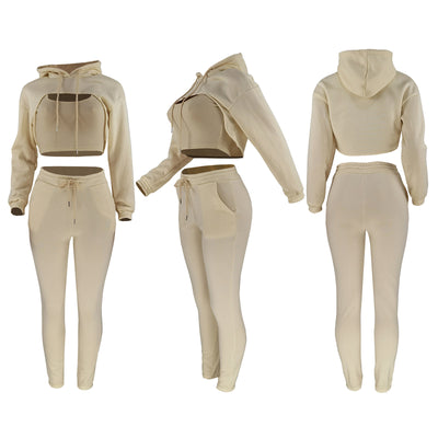 Lady Tracksuit Sweatshirt Pants Sets Sport Wear Suit MALSOOA