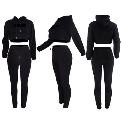 Lady Tracksuit Sweatshirt Pants Sets Sport Wear Suit MALSOOA