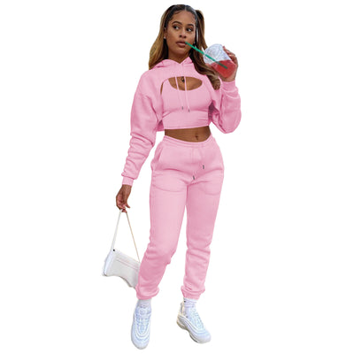 Lady Tracksuit Sweatshirt Pants Sets Sport Wear Suit MALSOOA