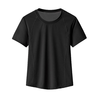 Short-Sleeve Loose T-Shirts Workout Yoga Crewneck Tops MALSOOA