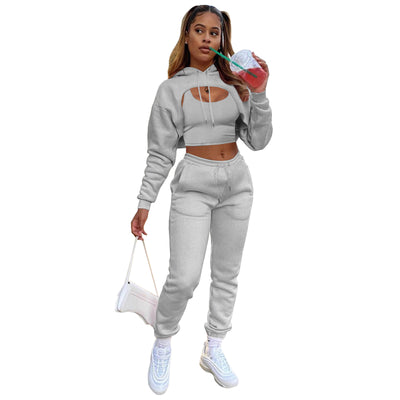 Lady Tracksuit Sweatshirt Pants Sets Sport Wear Suit MALSOOA