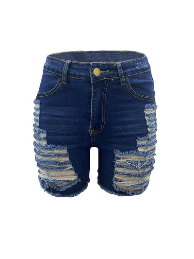 Ripped Raw Hem Denim Shorts MALSOOA