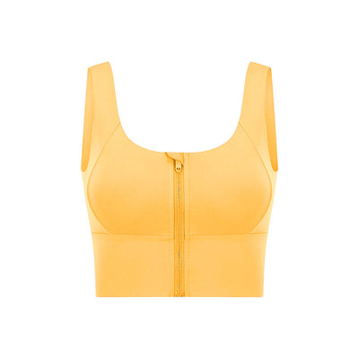 Zip Front Yoga Bra-Yellow MALSOOA