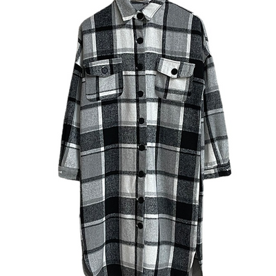 Long Sleeve Plaid Coat MALSOOA