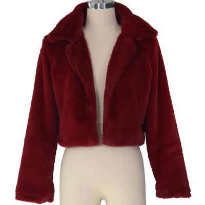 Short Faux Fur Women's Coat Fluffy Fleece Loose Outerwear MALSOOA