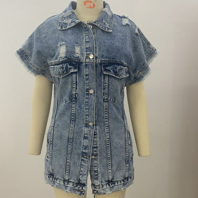 Loose Sleeveless Sexy Fashion Denim Jacket MALSOOA