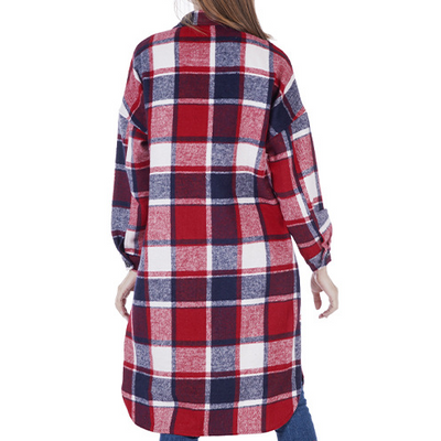 Long Sleeve Plaid Coat MALSOOA