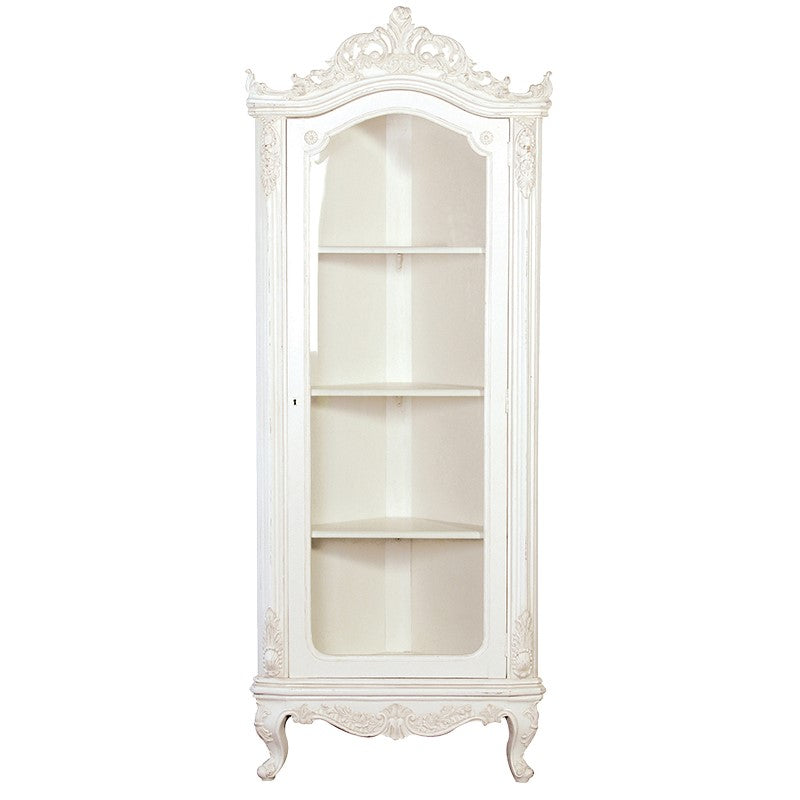 Marseilles Tall French Style Glazed Corner Cabinet Lily Bloom