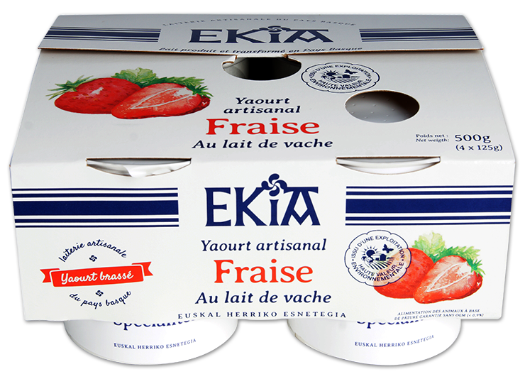 Ekia, yaourt brassé fraise au lait de vache
