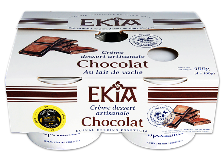 Ekia, crème dessert chocolat au lait de vache