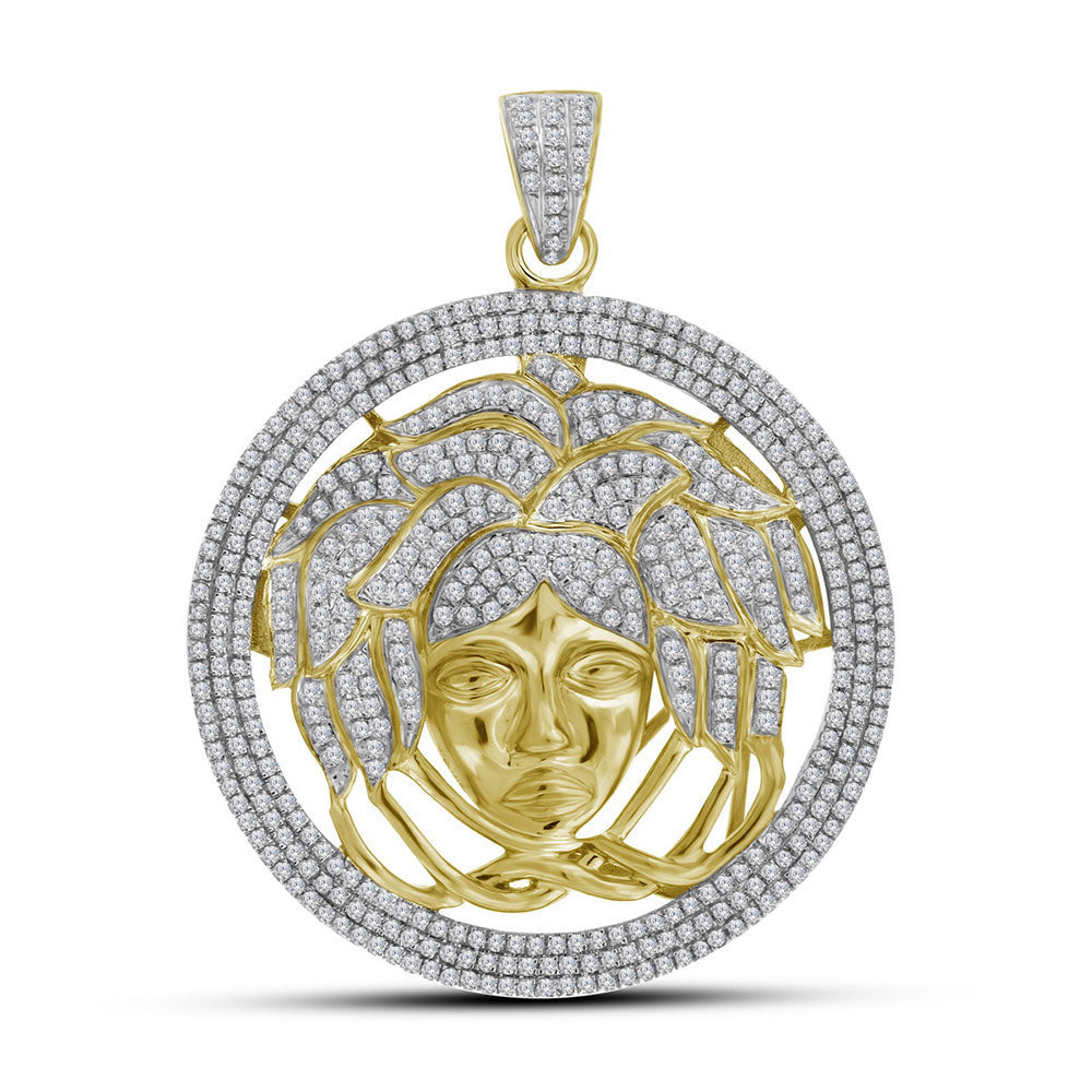 gold round cage medusa necklace