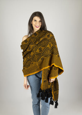 Rebozo de Grecas Mustard - MADEINMEXI.CO