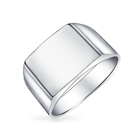Wide Engravable Square Signet Ring 