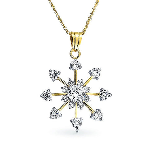 Snowflake Pendant Micro Pave Cubic Zirconia 