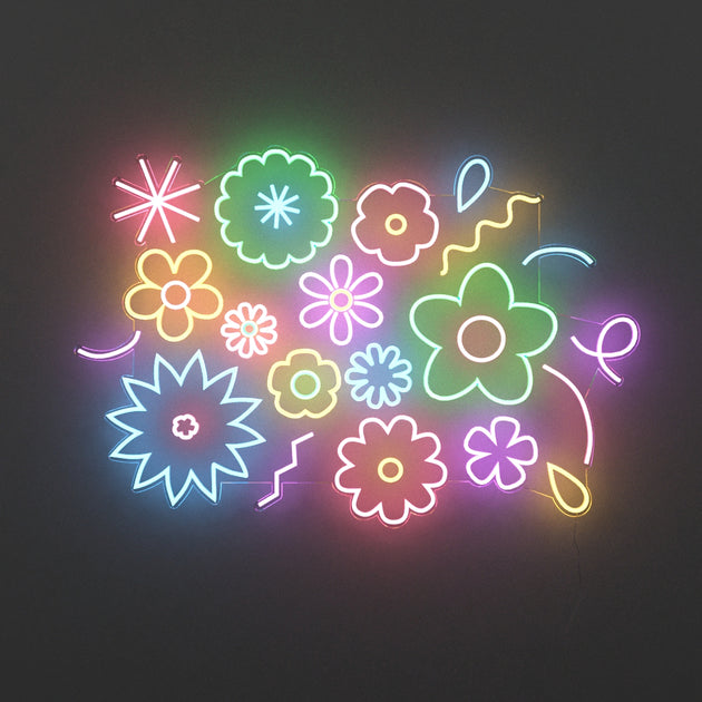 neon light flower