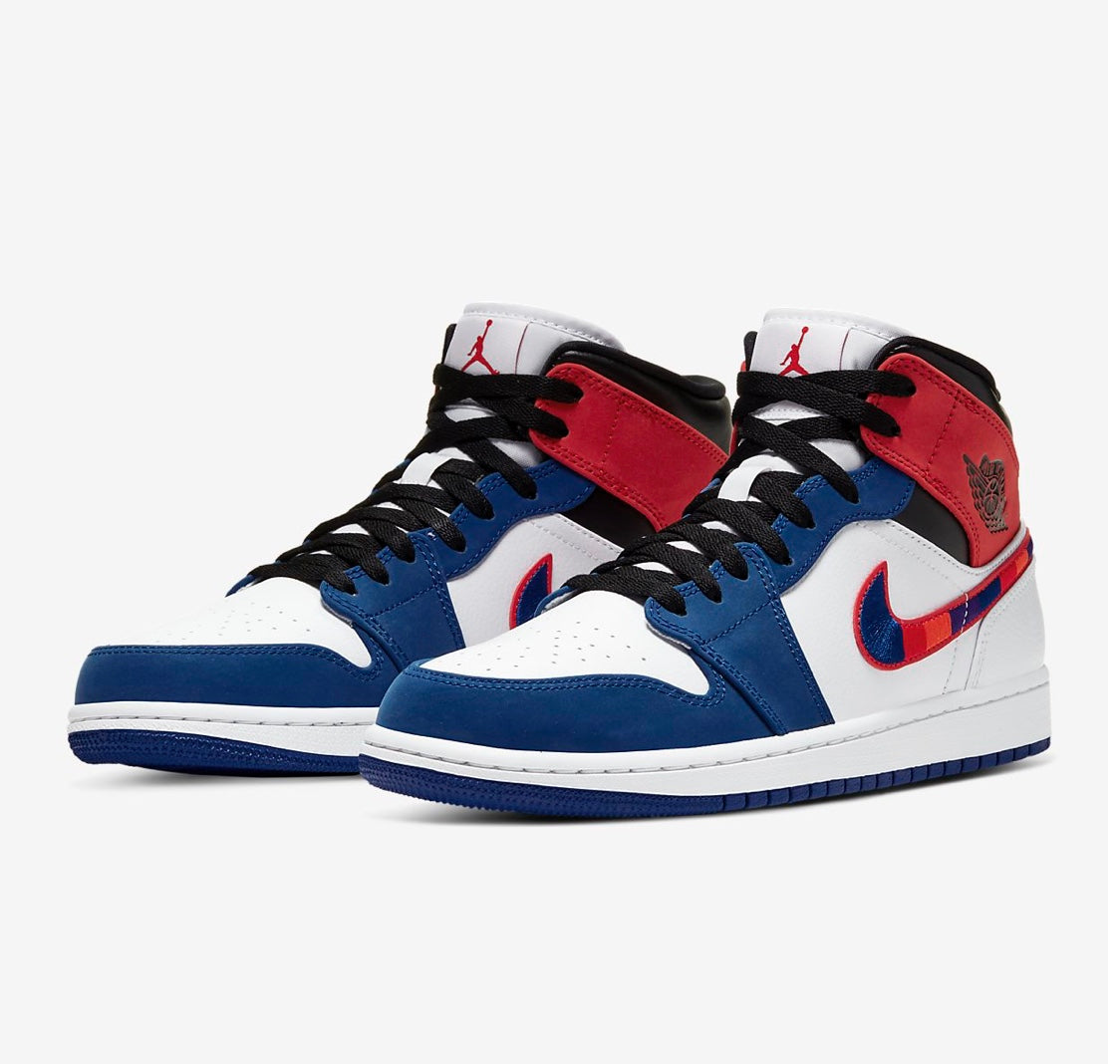 red and blue jordan 1