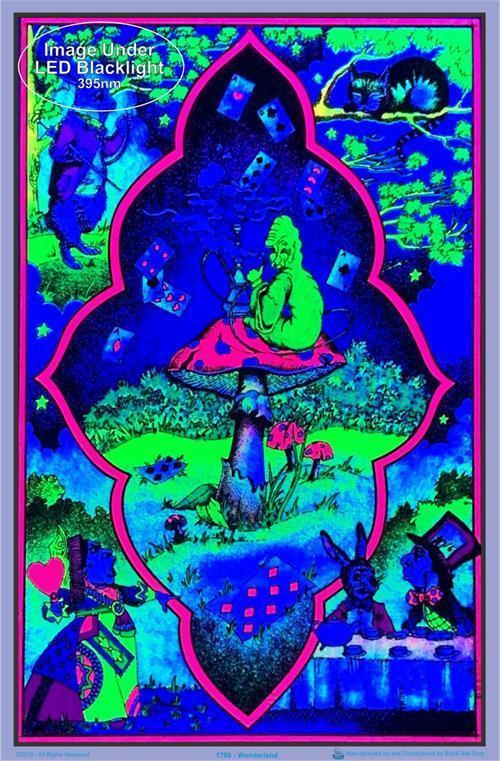 Alice in Wonderland - Mushroom - Black Light Poster – TrippyStore