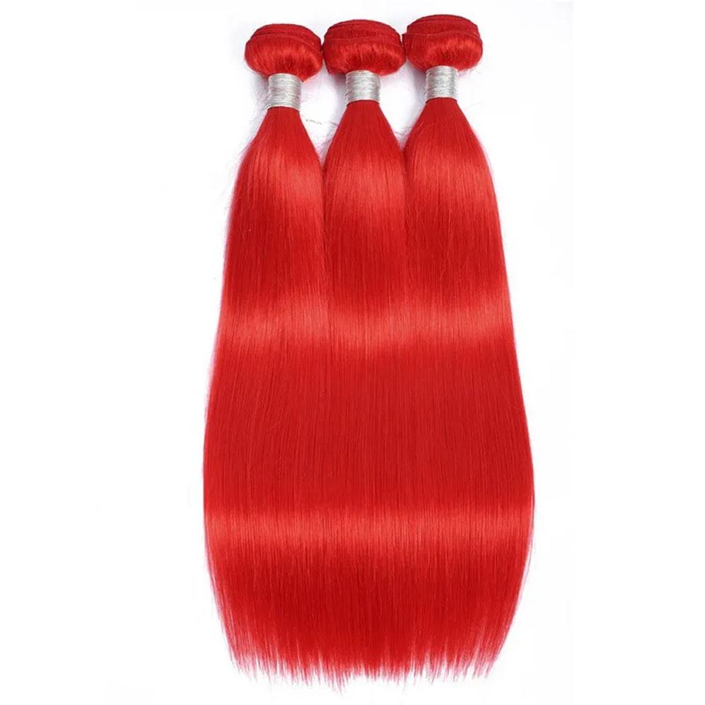 Remy Red Human Hair Bundles Straight Bright Red Hair Weave – SULMY
