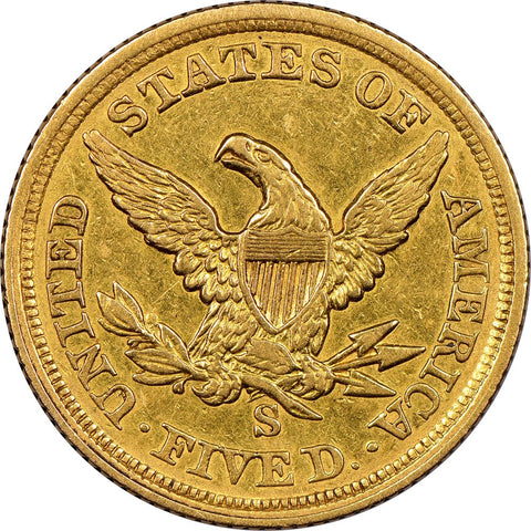 1854 S $5 Gold Liberty Reverse Coin