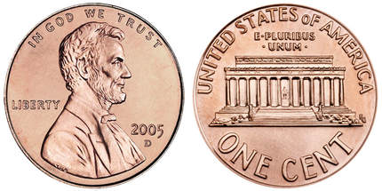 2005 D Lincoln Memorial Penny Obverse & Reverse
