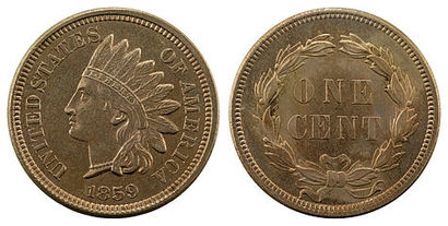 1859 Indian Head Penny Obverse & Reverse