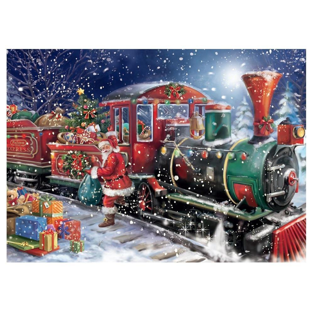 Full Drill 5D Santa Diamond Painting Kits Embroidery Train Christmas Kids Gifts 
