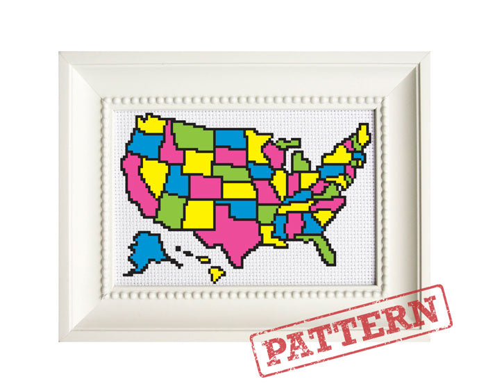 Usa Map Cross Stitch Pattern United States Of America Map Cross Stitch
