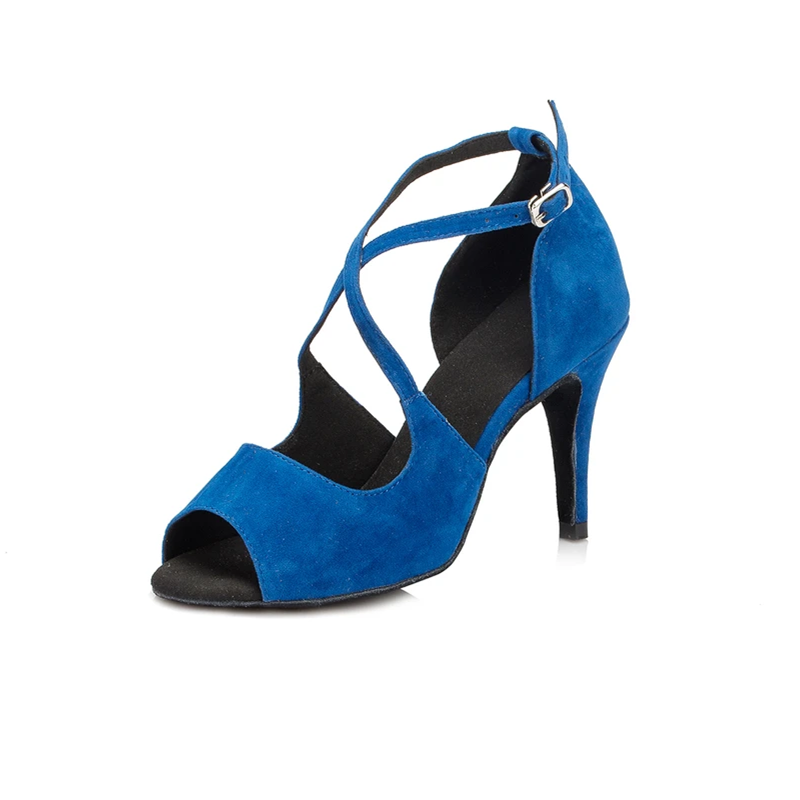 Tacones terciopelo azul | Zapatos de baile | Zapatos de bail – Dance Shoes Mart
