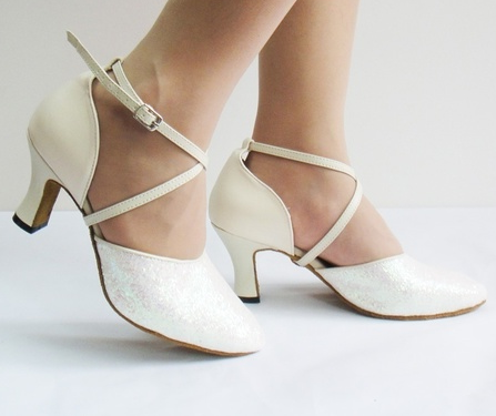 white latin dance shoes