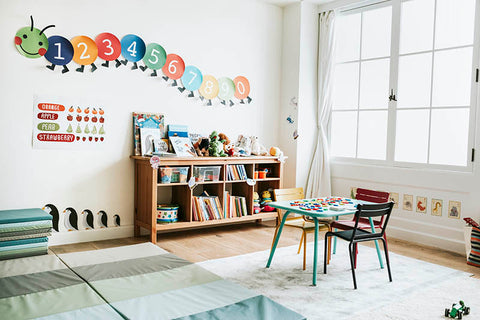 Montessori playroom with furniture