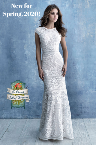 M631 fine lace modest wedding dress with sleeves simple boho