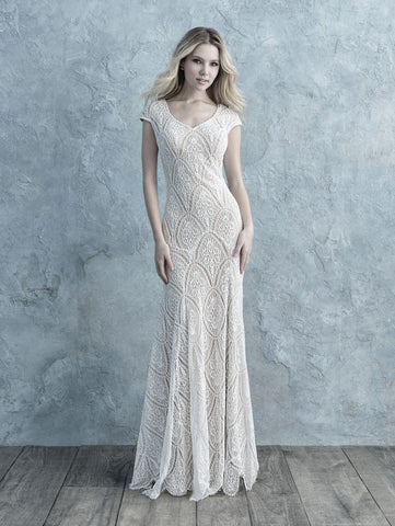 gorgeous lovely lace modest wedding dress from Allure Bridals cheap for plus size
