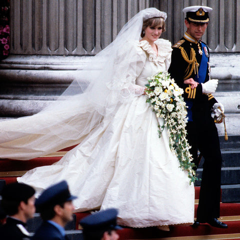 Princess diana 1980s modest wedding dress with sleeves lace