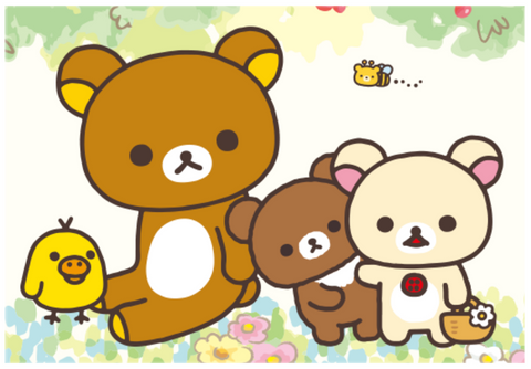 koguma with rilakkuma korilakkuma and kiiroitori