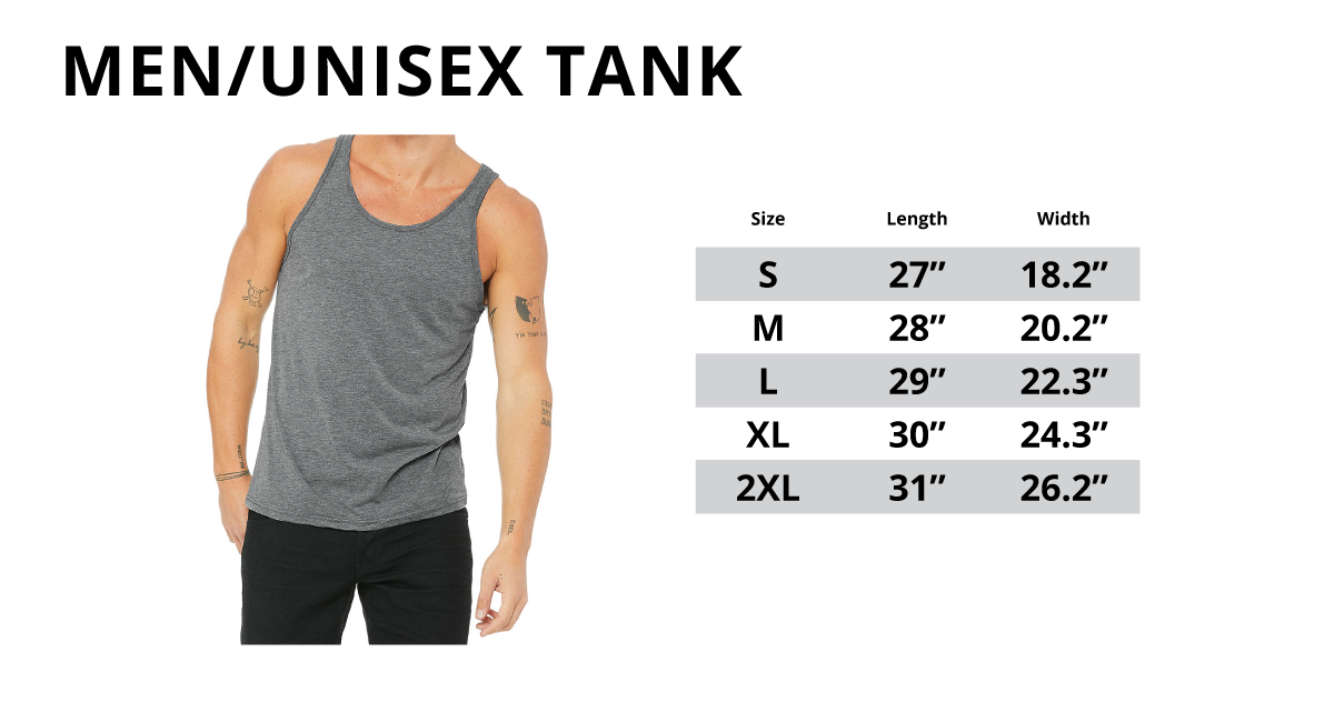 Mens/Unisex Tank Sizing Chart