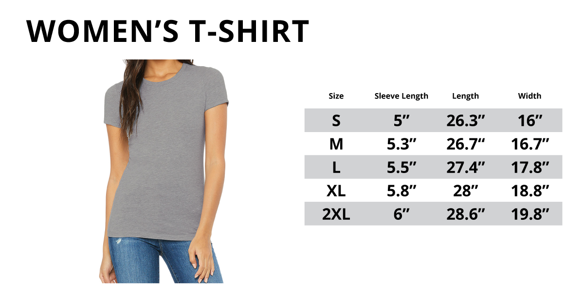 Women's T-Shirt Sizing Chart