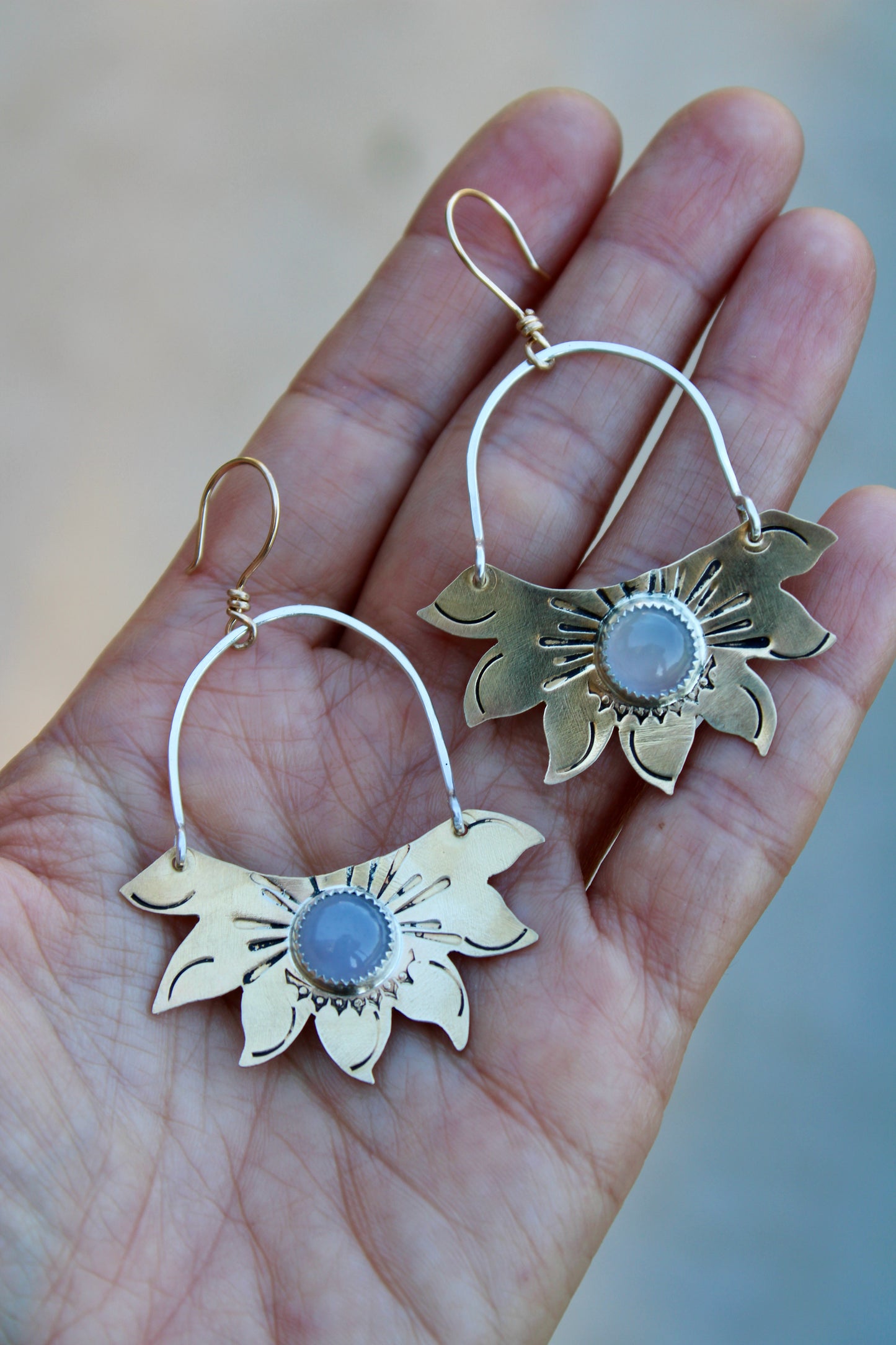Sunbeam Dangles with Chalcedony