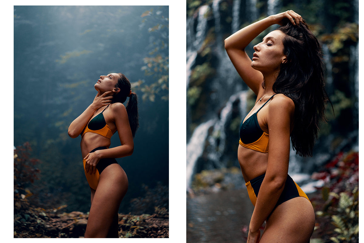 Ontario Bikini by Ozero Swimwear, waterfalls in Bali